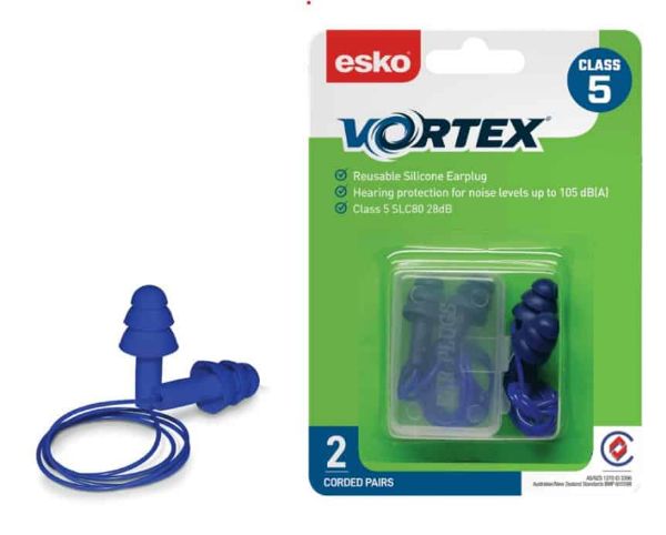 Picture of ESKO VORTEX REUSABLE EARPLUGS TPR CORDED CLASS 5, 28DB BLIST